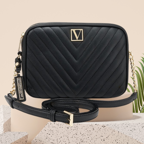 Victoria's Secret Black Top Zip Cross Body Bag